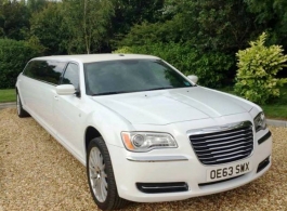 White stretch Limousine for wedding hire in Newbury